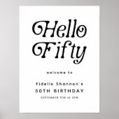 Hallo Fifty Retro | 50e verjaardag welkomstbord Poster (Voorkant)