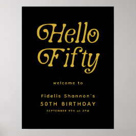 Hallo Fifty Retro | 50e verjaardag welkomstbord Poster
