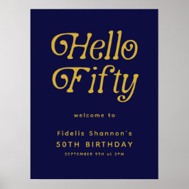 Hallo Fifty Retro | 50e verjaardag welkomstbord Poster