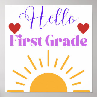 hallo "First Grade" Sunshine Classroom Poster