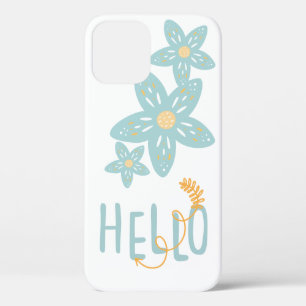 hallo Floral Boho Blue Yellow Modern Cute Case-Mate iPhone Case