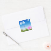 Hallo Floral Daisy Vlinder Vriendschap Liefde Vierkante Sticker (Envelop)