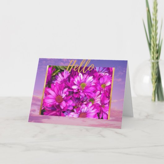 hallo Floral Gold Wenskaart Kaart (Voorkant)