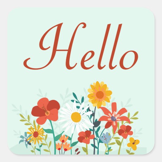 Hallo Floral Mint Groene Bloemen Sticker / Seal (Voorkant)