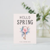 Hallo Floral Spring Real Estate House Key Briefkaart (Staand voorkant)