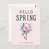 Hallo Floral Spring Real Estate House Key Briefkaart (Voorkant / Achterkant)