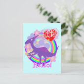 hallo Flower Paars Dinosaur Briefkaart (Staand voorkant)
