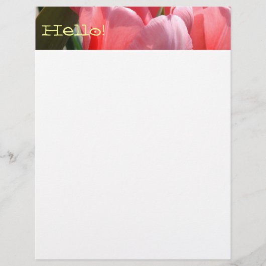 Hallo! Flyers papier Roze Tulp Bloemen Lente (Voorkant)