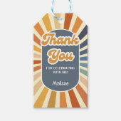 Hallo Forty Retro Sun Groovy Wave Bedankt Cadeaulabel (Voorkant)