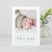 HALLO FOTO GEBOORTEAANKONDIGING bleke blue baby bo Aankondiging (Staand voorkant)