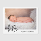 hallo Foto Modern Birth Announcement Magnet Magnetische Uitnodiging (Voorkant)
