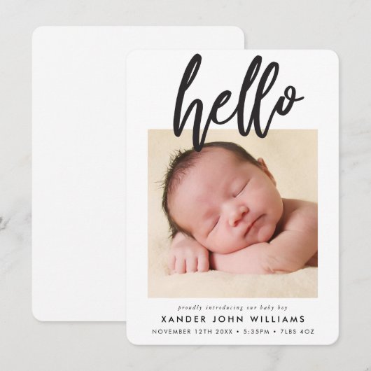 HALLO FOTO ~ moderne minimale nieuwe baby bedankt (Voorkant / Achterkant)