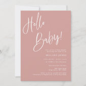 Hallo Foto van Baby Dusty Pink/Roos Boho Baby show Kaart (Voorkant)