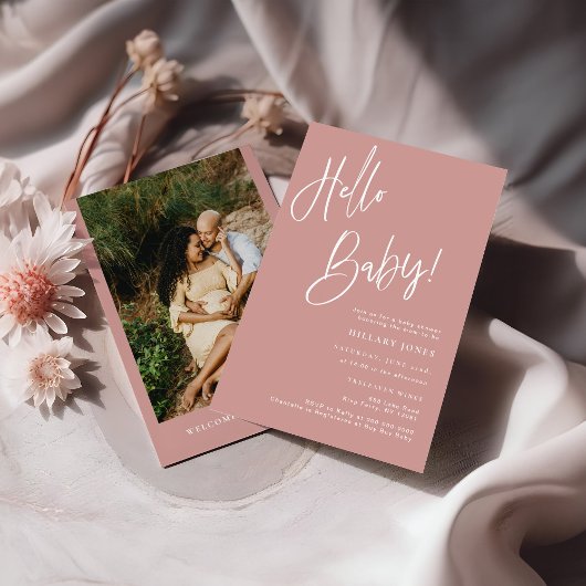 Hallo Foto van Baby Dusty Pink/Roos Boho Baby show Kaart