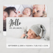 hallo foto van baby's met bovenlaag moderne minima aankondiging (Voorkant / Achterkant)