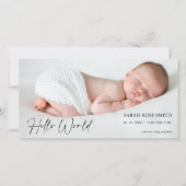 Hallo Foto van Wereldgeboorte Fotokaart Aankondiging (Voorkant)