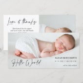 Hallo Foto van Wereldgeboorte Fotokaart Aankondiging (Voorkant / Achterkant)
