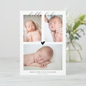 Hallo Fotocollage Baby Geboorteaankondiging Kaart (Staand voorkant)