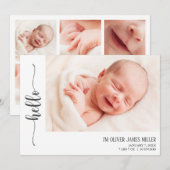 hallo Fotokaart van geboorte Aankondiging (Voorkant / Achterkant)