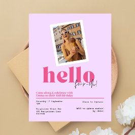 hallo ", four-oh!" 40e verjaardag paarse uitnodigi briefkaart