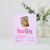 hallo ", four-oh!" 40e verjaardag paarse uitnodigi briefkaart (Staand voorkant)