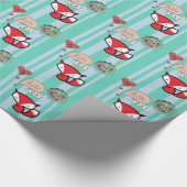 hallo Foxy Cute Fox met Buttonnen in blauw Cadeaupapier (Hoek)