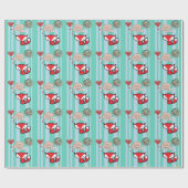 hallo Foxy Cute Fox met Buttonnen in blauw Cadeaupapier (Vlak)