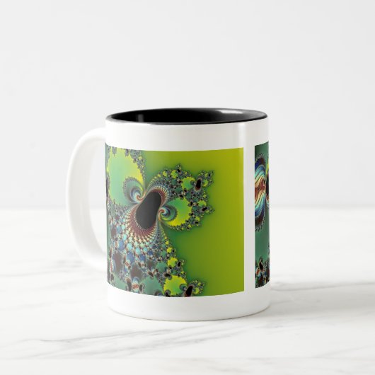 hallo - Fractal Tweekleurige Koffiemok (Voorkant links)