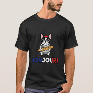 Hallo Franse Bulldog met Baguette & Baret T-shirt