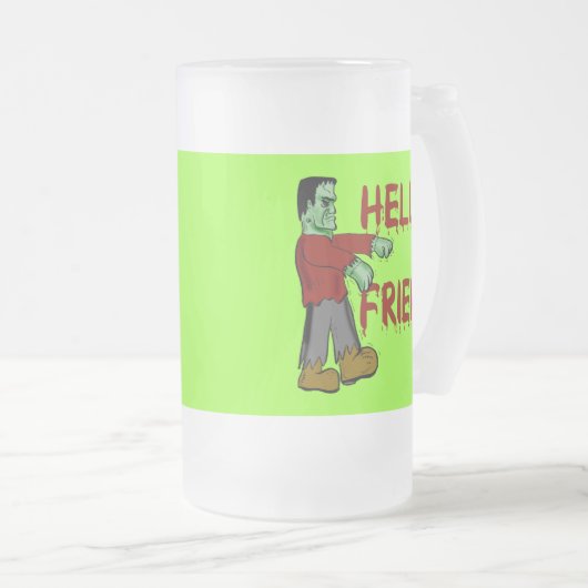 hallo Friend Creepy Frankenstein T shirten, Hoodie Matglas Bierpul (Voorkant rechts)