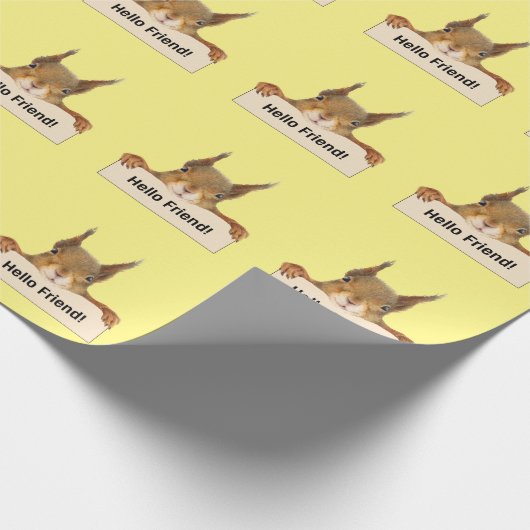 hallo Friend Funny Squirrel Cadeaupapier (Hoek)
