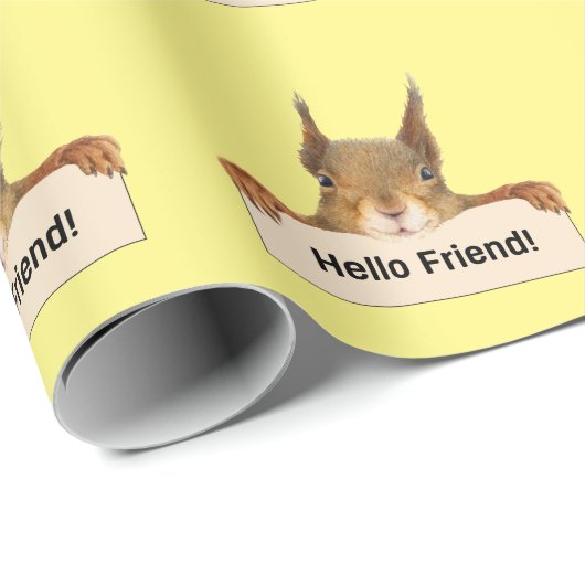 hallo Friend Funny Squirrel Cadeaupapier (Rol Hoek)