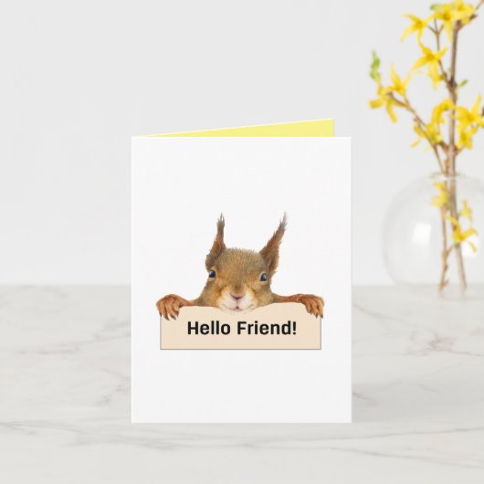 hallo Friend Funny Squirrel Custom Interior-tekst Kaart (Gele Bloem)