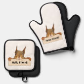 hallo Friend Funny Squirrel Ovenwant & Pannenlap Set (Voorkant / Achterkant)
