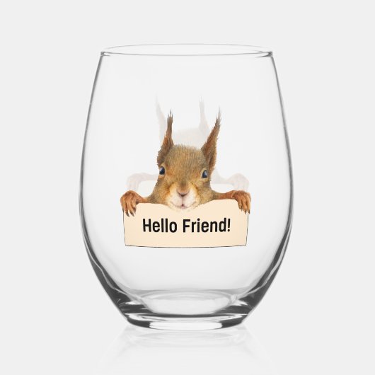 hallo Friend Funny Squirrel Wijnglas Zonder Voet (Voorkant)