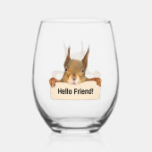 hallo Friend Funny Squirrel Wijnglas Zonder Voet (Achterkant)