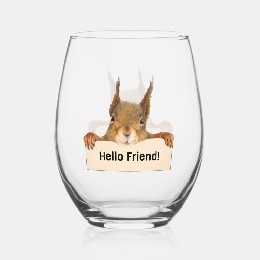 hallo Friend Funny Squirrel Wijnglas Zonder Voet (Achterkant)