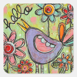 hallo Friend Vierkante Sticker