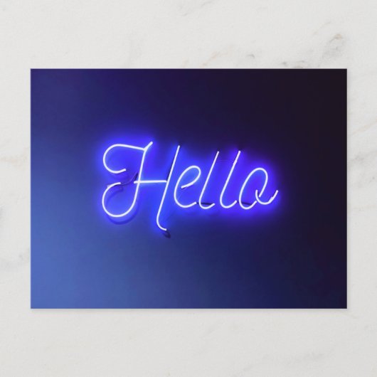 hallo Fun Neon Blue Sign Bright en Cheeful Briefkaart (Voorkant)