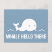 Hallo Fun Whale Er Pun Wit op Blauw Briefkaart (Voorkant)
