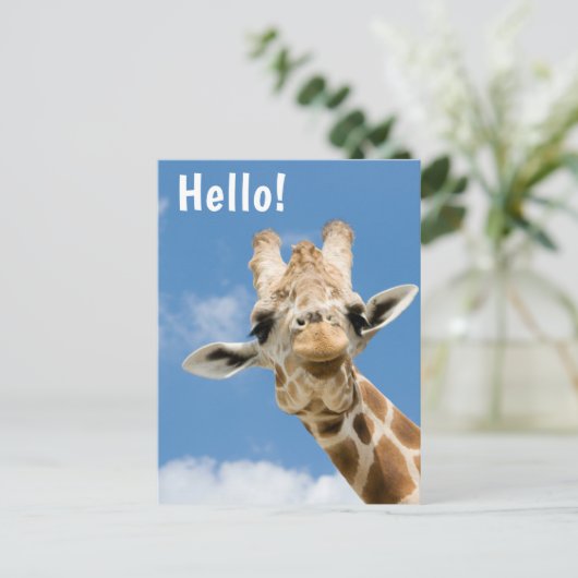 Hallo €? | Funny Giraffe Animal Briefkaart (Staand voorkant)