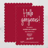 Hallo Galentine's Day xoxo Rood Kaart (Voorkant / Achterkant)