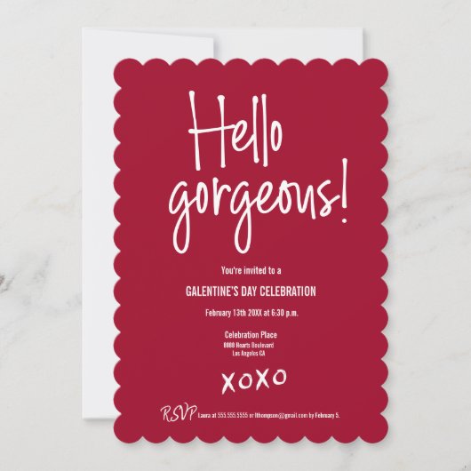 Hallo Galentine's Day xoxo Rood Kaart (Voorkant)