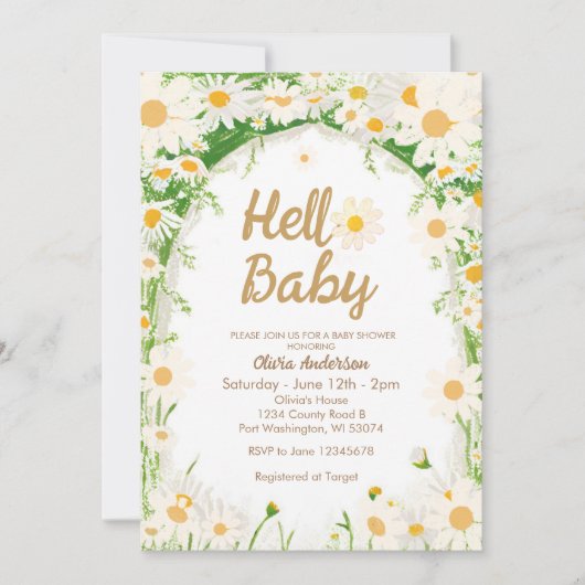 Hallo Garden Summer Daisy Baby Baby shower Kaart (Voorkant)