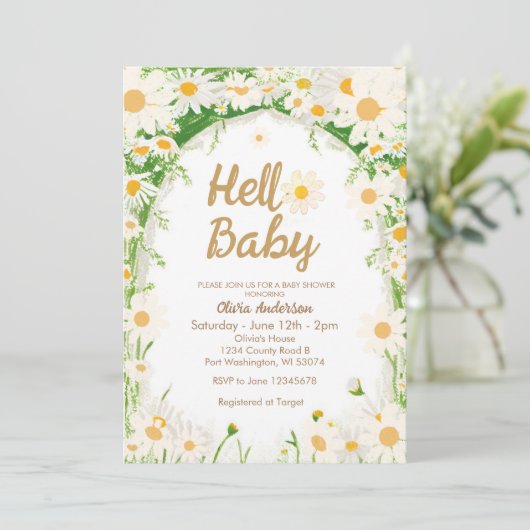 Hallo Garden Summer Daisy Baby Baby shower Kaart (Staand voorkant)