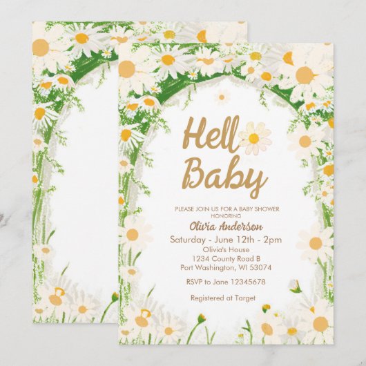 Hallo Garden Summer Daisy Baby Baby shower Kaart (Voorkant / Achterkant)