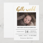 Hallo Geboorteaankondiging Aankondiging (Voorkant / Achterkant)