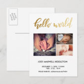 Hallo Geboorteaankondiging drie foto's Aankondigingskaart (Voorkant / Achterkant)