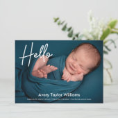 hallo geboorteaankondiging pasgeboren baby (Staand voorkant)