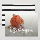 Hallo Geboorteaankondiging pompoen Aankondiging (Voorkant / Achterkant)